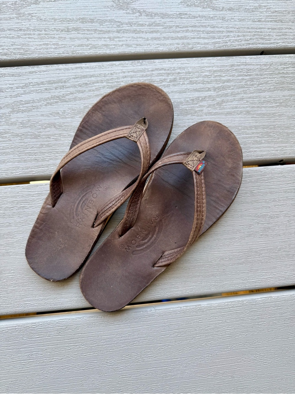 Rainbow Sandals Brown Leather Flip Flops Things Women’s Small
